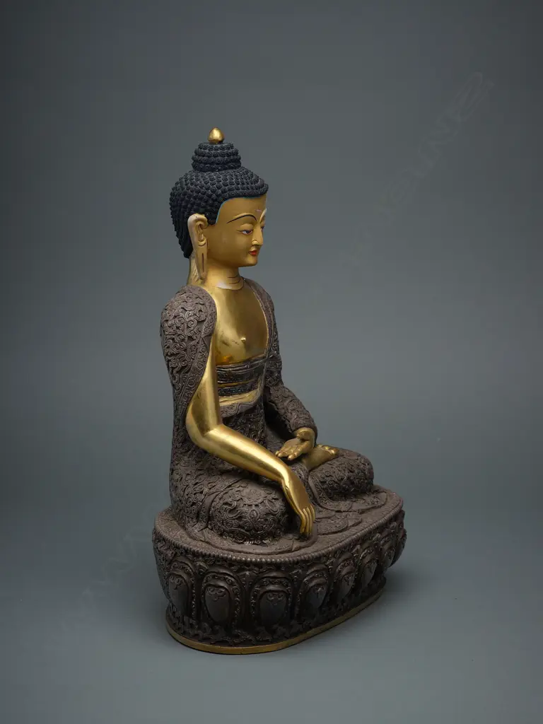 A white metal alloy/brass/gilt/paint Buddha figure - Tibet/China?, Image 1++